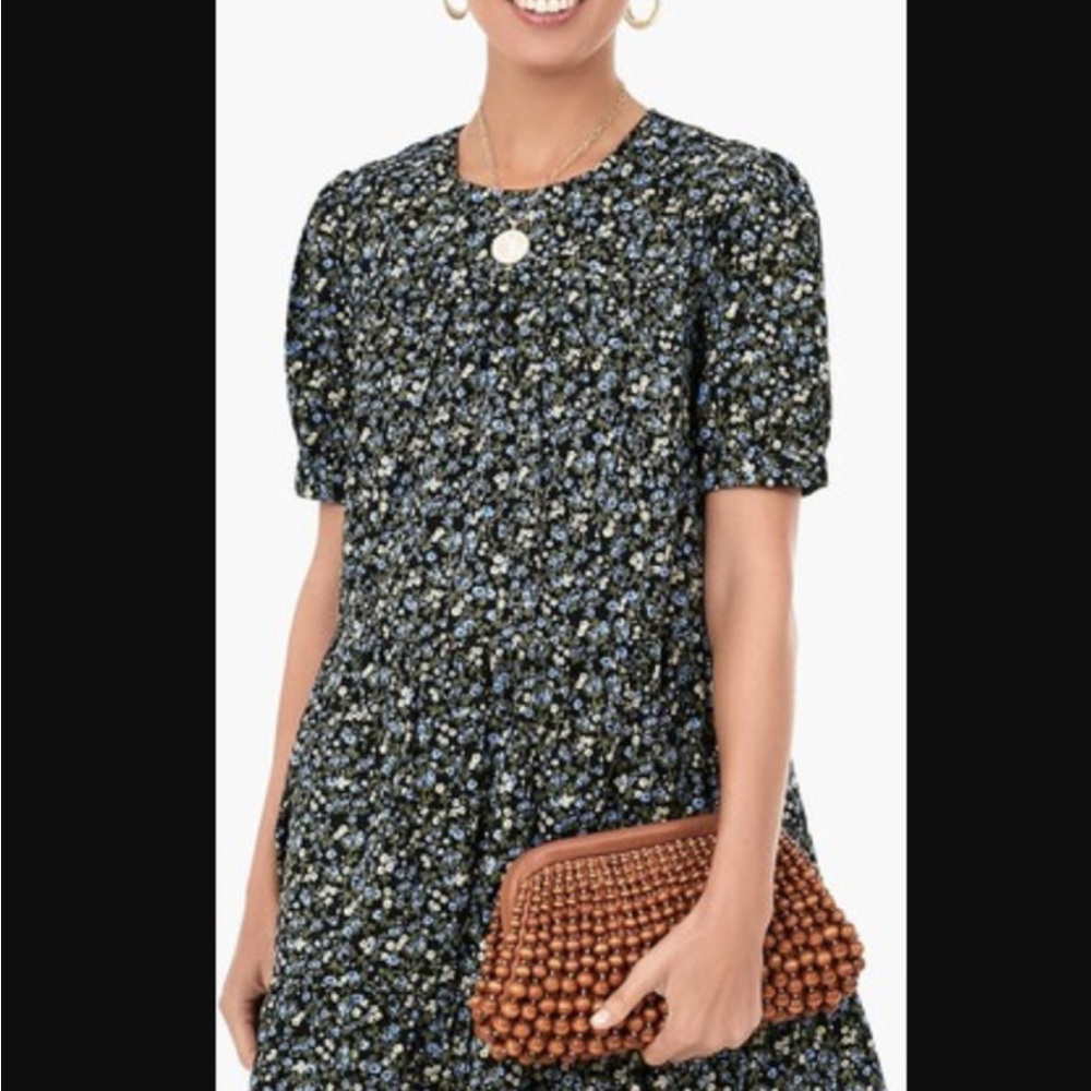 Tuckernuck Hyacinth House Quinn Dress Size S Black Floral Short Sleeve Tiered